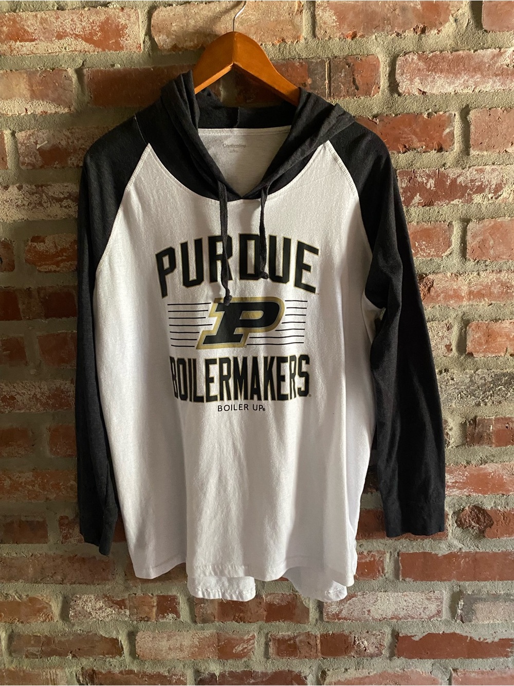 Purdue Boilermakers Black and White Raglan Hoodie
